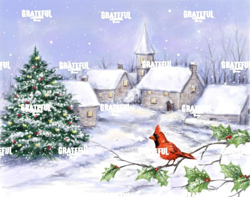 Cardinal and Christmas Tree