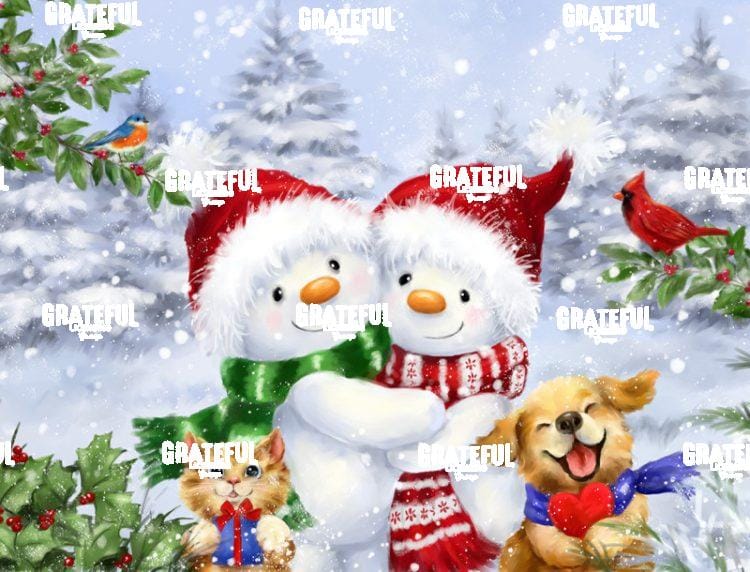 Snowman Couple and Friends