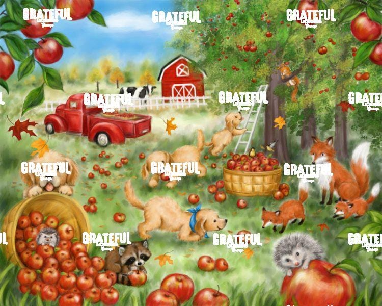 Autumn Scene with Dogs and Animals