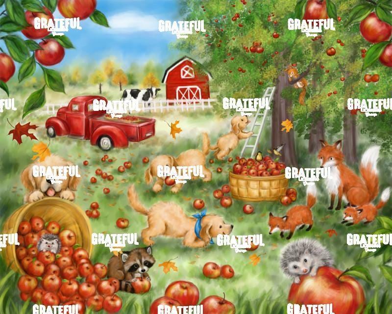 Autumn Scene with Dogs and Animals