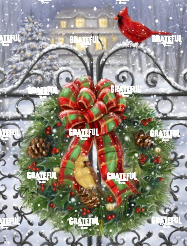 Wreath on Gate with Red Robbin