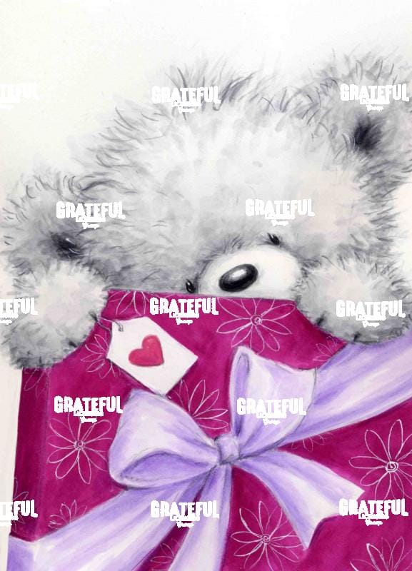 Gray Bear Holding Big Present