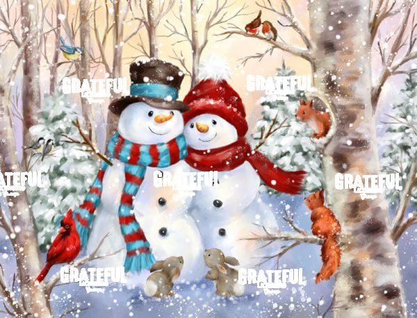 Snowmen with Animals and Birds
