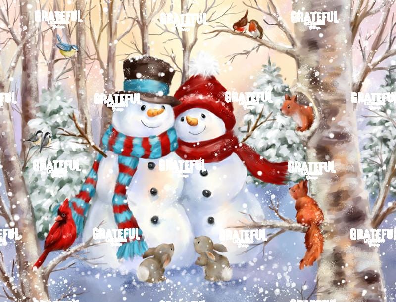 Snowmen with Animals and Birds
