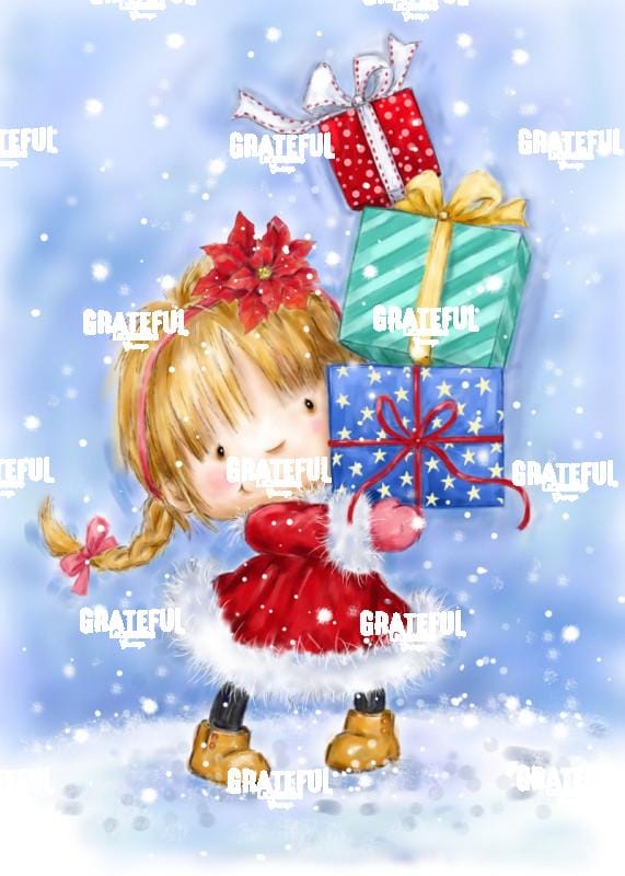 Little Girl with Christmas Presents