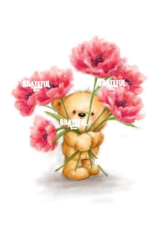 Bear with Red Flowers
