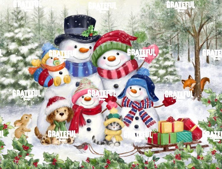 Snowman Family in Wood