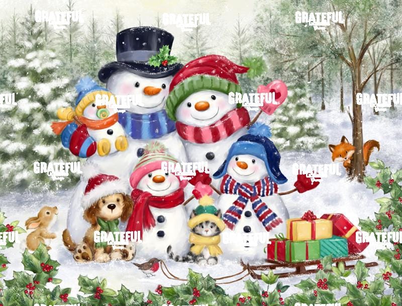 Snowman Family in Wood