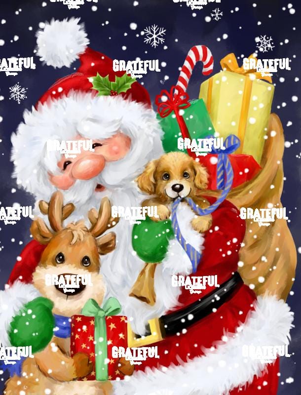Santa, Reindeer and Puppy