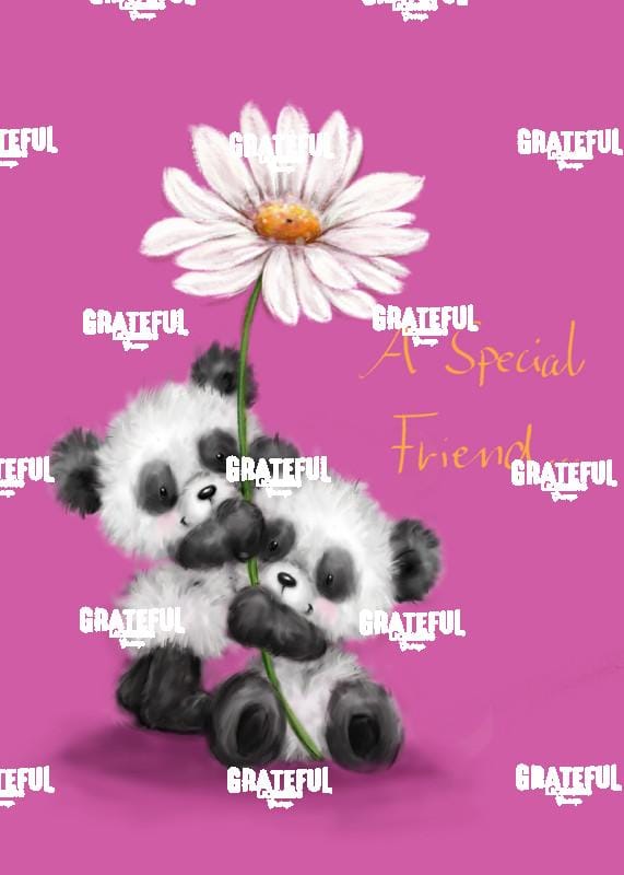 Two Pandas with Daisy