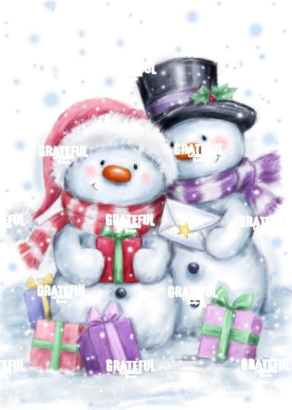 Snowman Couple & Presents