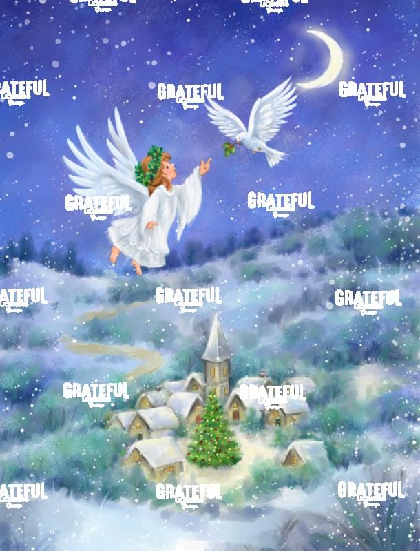 Angel and Dove Above Christmas Village