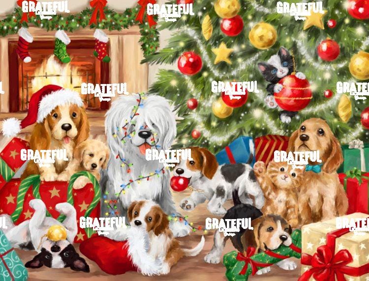 Christmas Playing Dogs