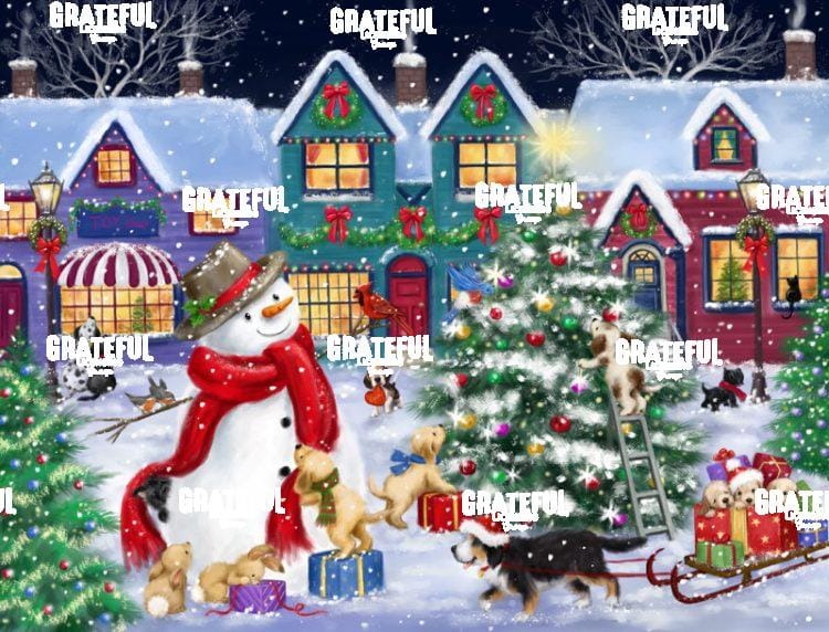 Snowman & Dogs Christmas Street