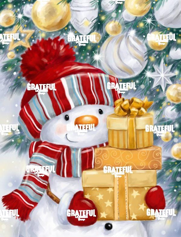 Snowman with Gold & Silver Presents