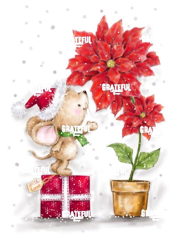 Mouse and Poinsettias