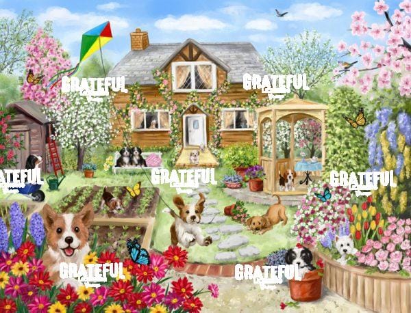 Spring Summer Cottage Dogs