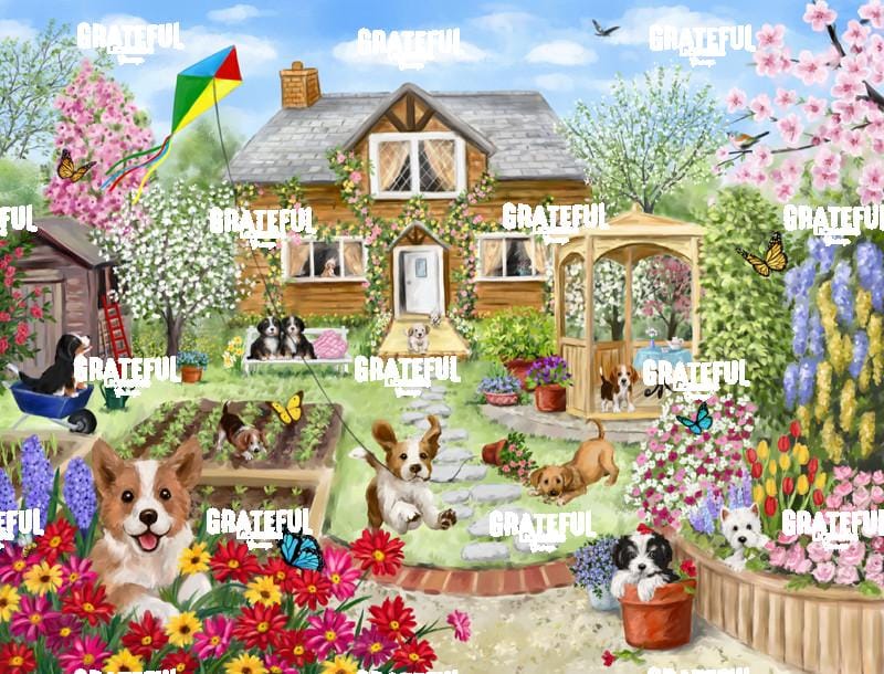 Spring Summer Cottage Dogs