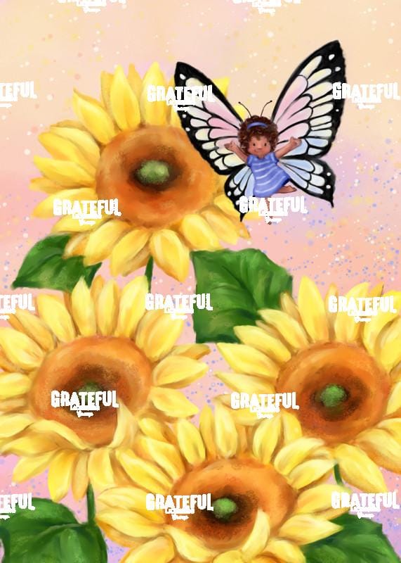 Fairy and Sunflowers