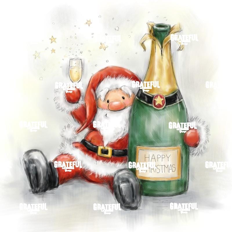 Santa Holding Bottle