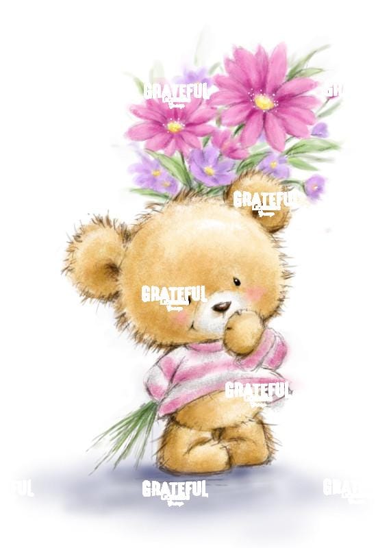 Bear Holding Flowers