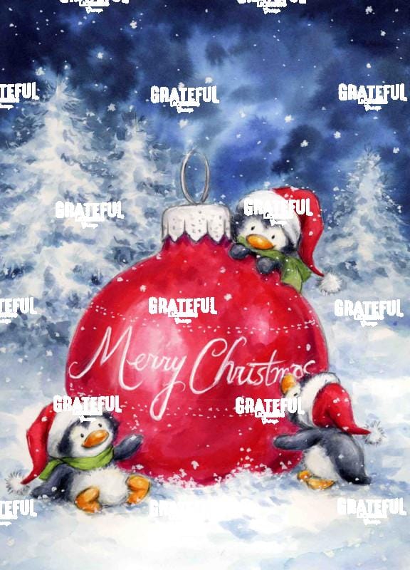 Three Penguins with Christmas Bauble