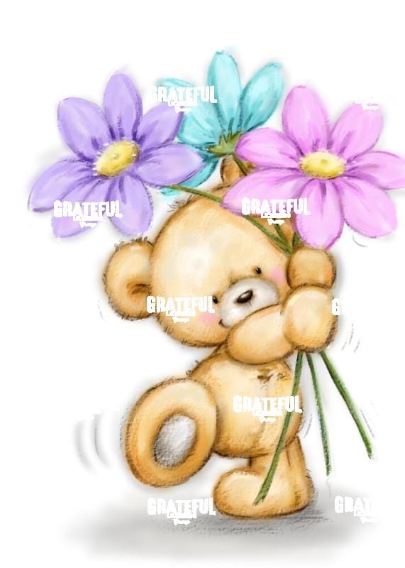 Bear with Three Flowers