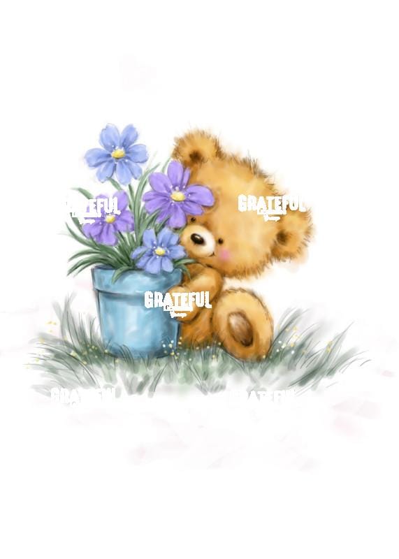 Baby Bear with Flower Pot