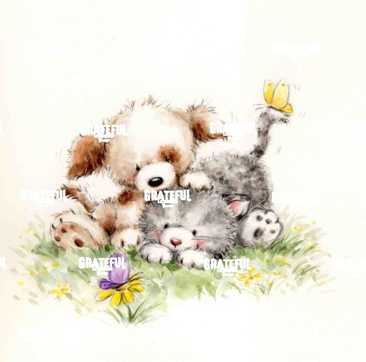 Dog & Cat with Butterfly