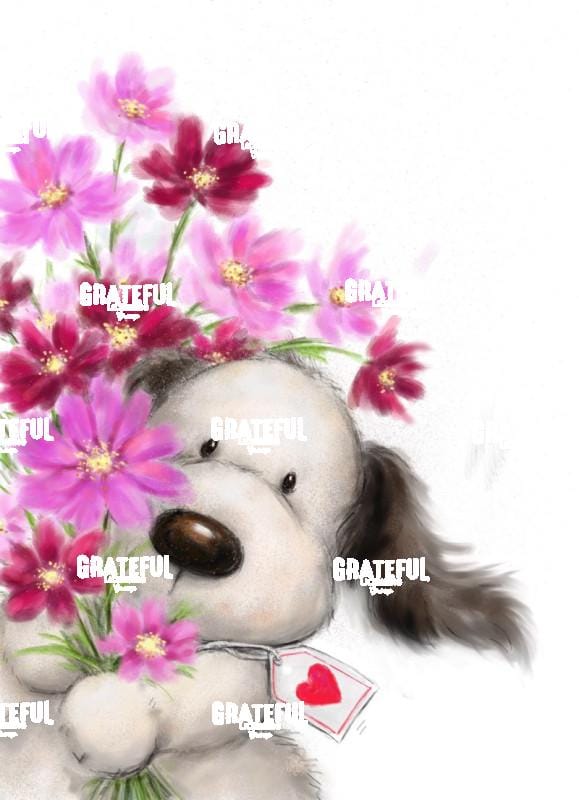 Dog with Flowers