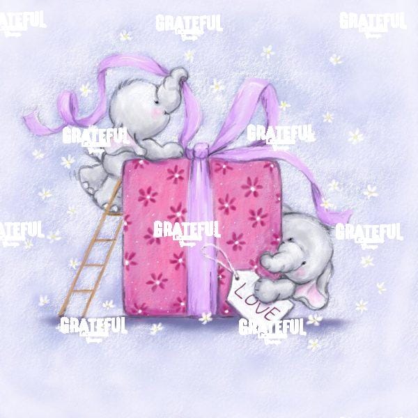 Two Elephants with Present