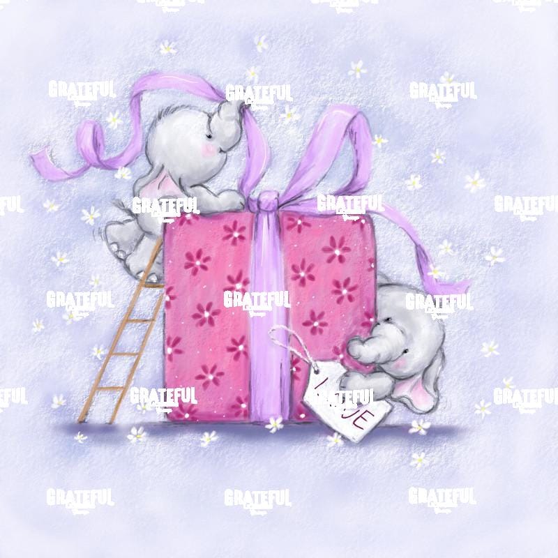 Two Elephants with Present