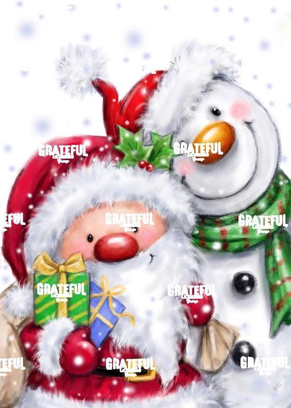 Santa Cuddling Snowman