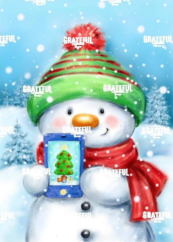 Snowman with Cell Phone