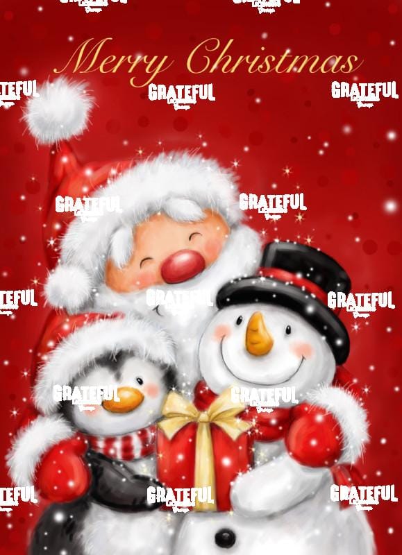 Santa, Penguin & Snowman