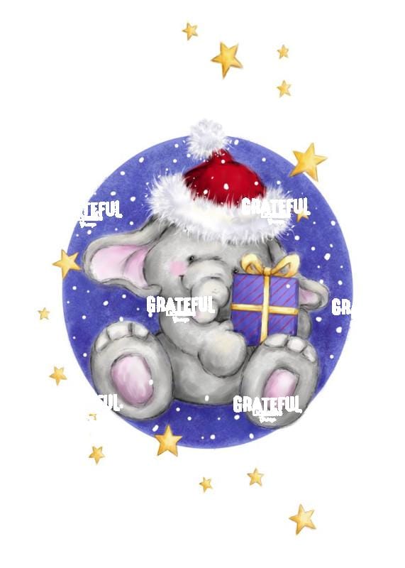 Elephant with Present in Circle