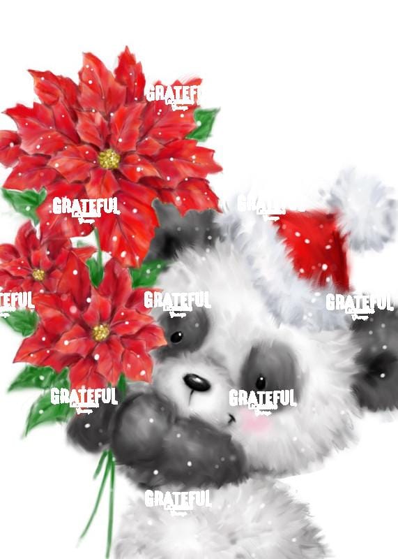 Panda with Poinsettias