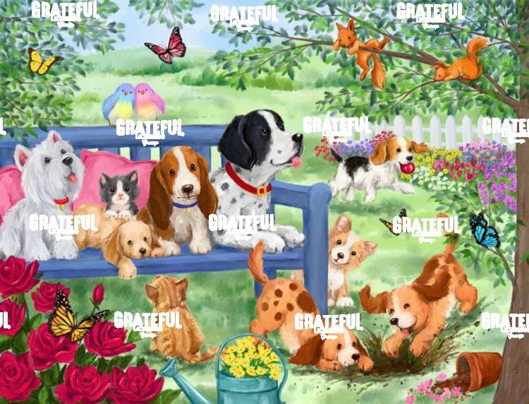 Cute Dogs in the Garden