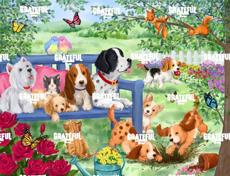 Cute Dogs in the Garden