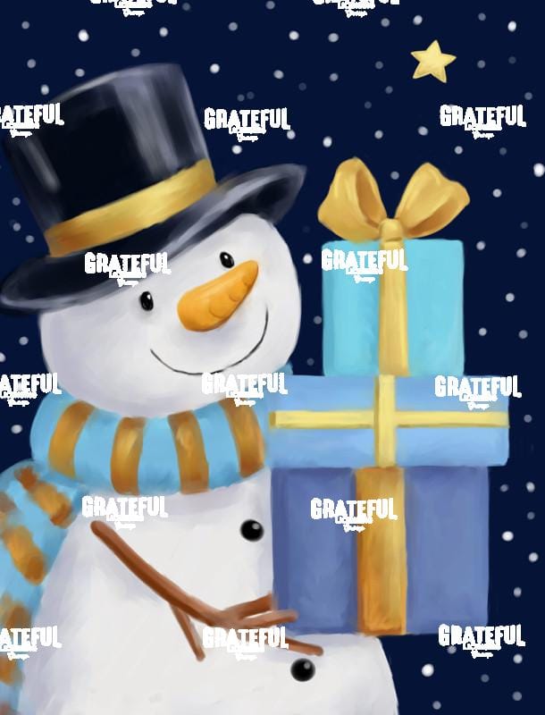 Snowman with Blue Presents