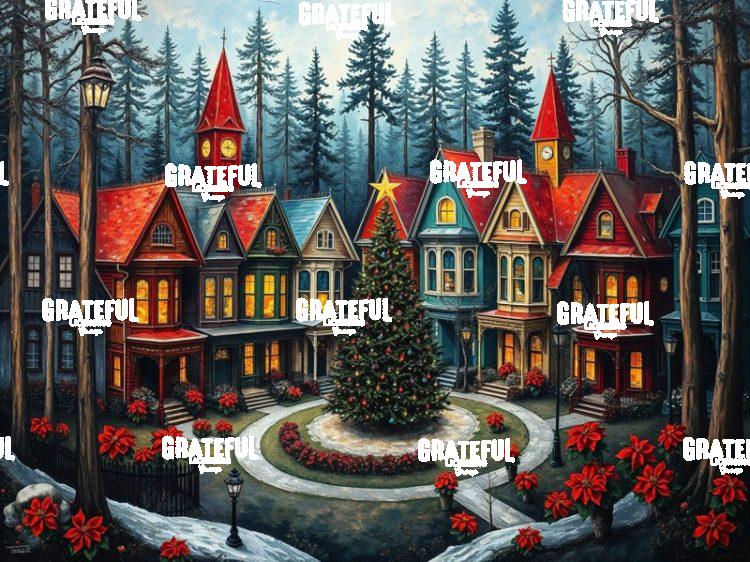 Christmas Village With Clock Tower