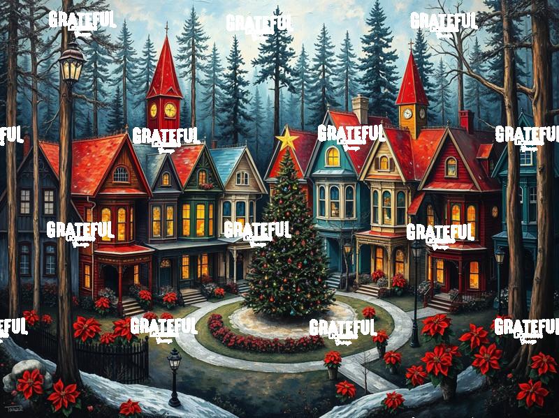 Christmas Village With Clock Tower