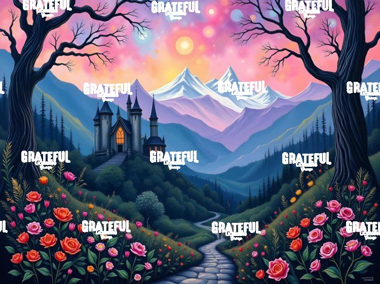 Forest Castle with Mountains
