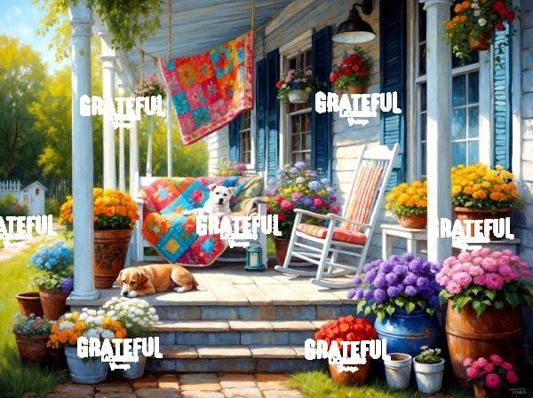 Dogs and Quilts Farmhouse Porch