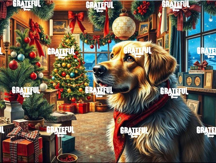 Golden Lab Waiting For Santa