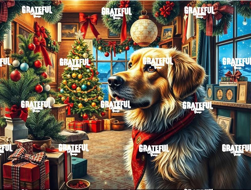 Golden Lab Waiting For Santa