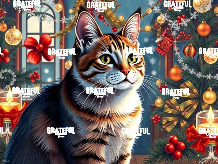 Christmas Cat with Candles
