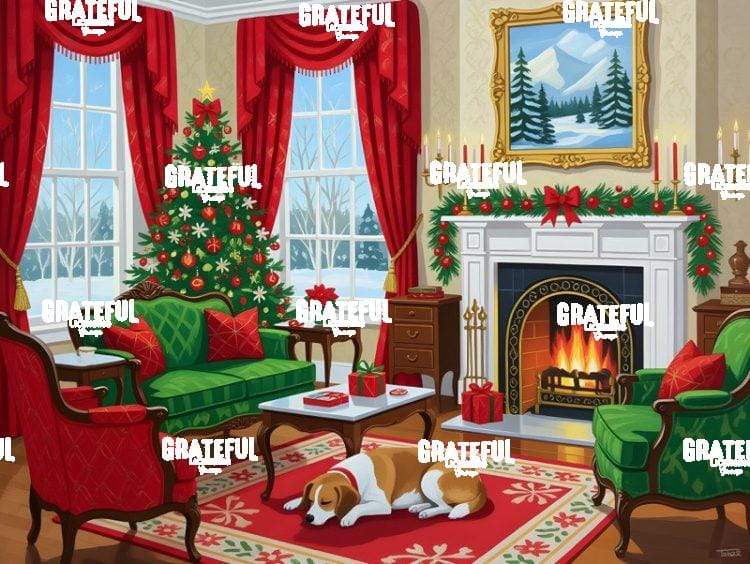 A Beagle Napping On Christmas Eve