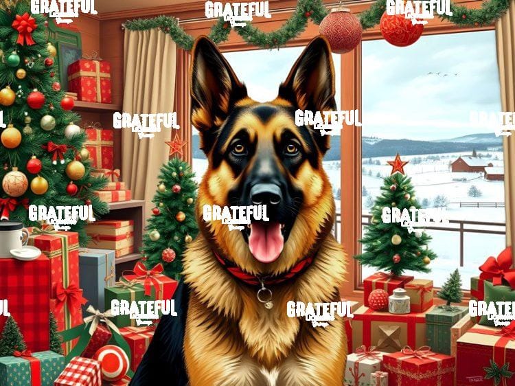 German Shepherd Christmas View