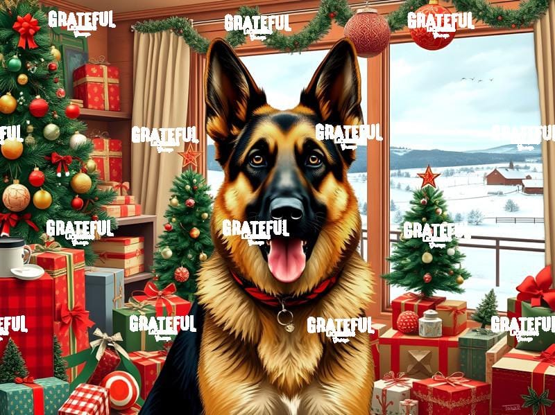 German Shepherd Christmas View